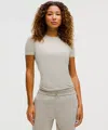 Lululemon Wundermost Ultra-soft Nulu Hip-length Crewneck Shirt In White