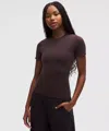 Lululemon Wundermost Ultra-soft Nulu Hip-length Crewneck Shirt In Brown