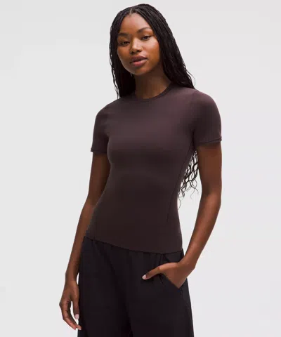 Lululemon Wundermost Ultra-soft Nulu Hip-length Crewneck Shirt In Brown