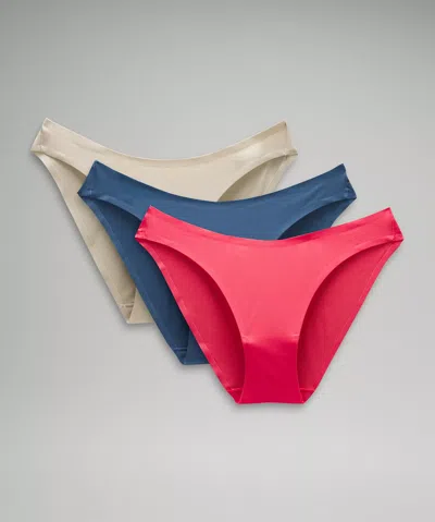 Lululemon Wundermost Ultra-soft Nulu Mid-rise Bikini Underwear 3 Pack In Pink