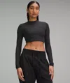 Lululemon Wundermost Ultra-soft Nulu Mockneck Super-cropped Long-sleeve Shirt In Black
