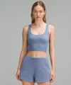 Lululemon Wundermost Ultra-soft Nulu Scoop-neck Cropped Tank Top In Blue