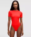 Lululemon Wundermost Ultra-soft Nulu Short-sleeve Crew Thong Bodysuit