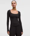 Lululemon Wundermost Ultra-soft Nulu Square-neck Long-sleeve Shirt In Black