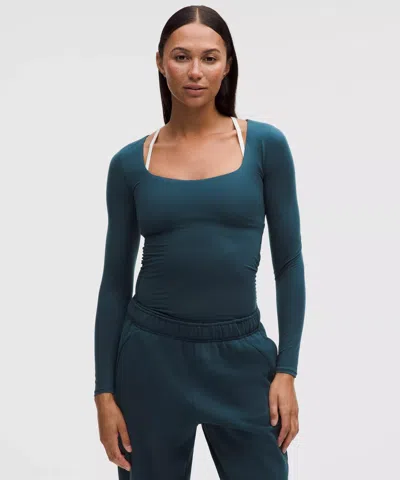 Lululemon Wundermost Ultra-soft Nulu Square-neck Long-sleeve Shirt In Blue