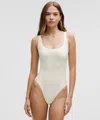 Lululemon Wundermost Ultra-soft Nulu Square-neck Sleeveless Bikini Bodysuit In White