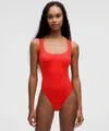 Lululemon Wundermost Ultra-soft Nulu Square-neck Sleeveless Bodysuit In Red