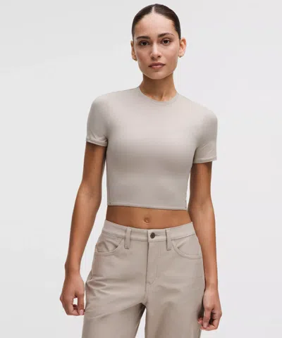 Lululemon Wundermost Ultra-soft Nulu Crewneck Cropped T-shirt In Gray