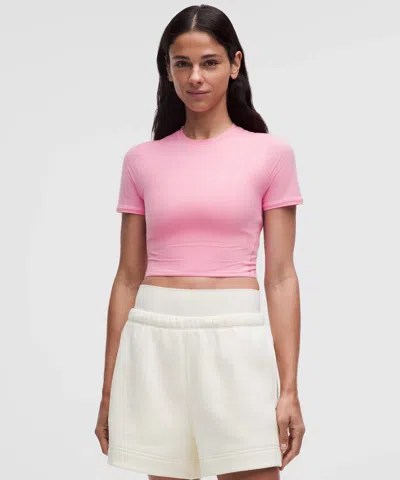 Lululemon Wundermost Ultra-soft Nulu Crewneck Cropped T-shirt In Pink