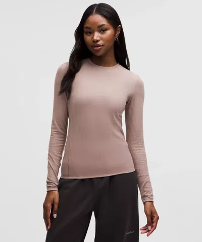 Lululemon Wundermost Ultra-soft Ribbed Nulu Crewneck Long-sleeve Shirt In Brown