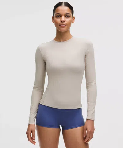 Lululemon Wundermost Ultra-soft Ribbed Nulu Crewneck Long-sleeve Shirt In Gray