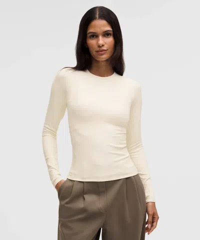 Lululemon Wundermost Ultra-soft Ribbed Nulu Crewneck Long-sleeve Shirt In White