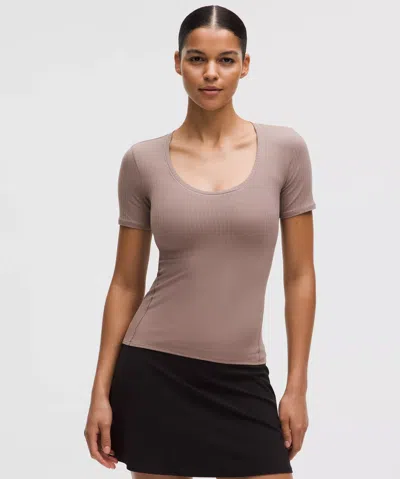 Lululemon Wundermost Ultra-soft Ribbed Nulu Scoop-neck Shirt In Neutral