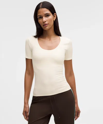 Lululemon Wundermost Ultra-soft Ribbed Nulu Scoop-neck Shirt In White