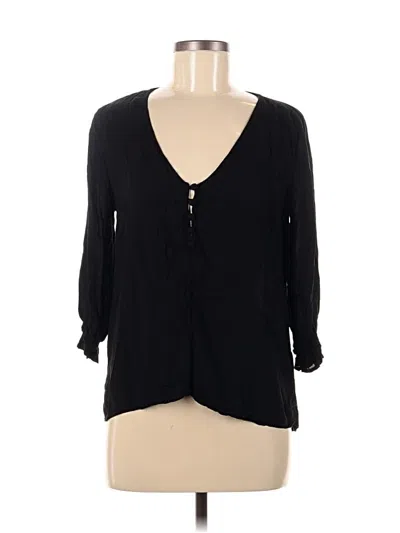 Pre-owned Lulus 3/4 Sleeve Blouse In Black