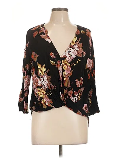 Pre-owned Lulus 3/4 Sleeve Blouse In Black