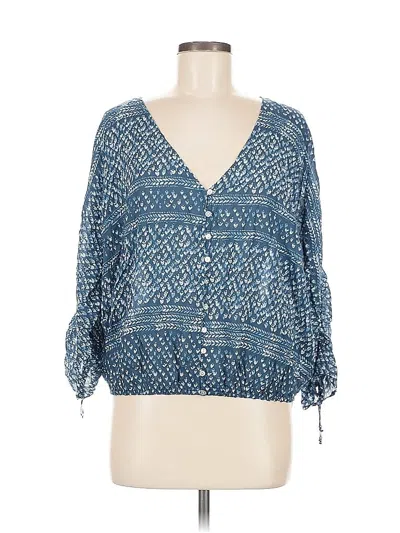 Pre-owned Lulus 3/4 Sleeve Blouse In Blue