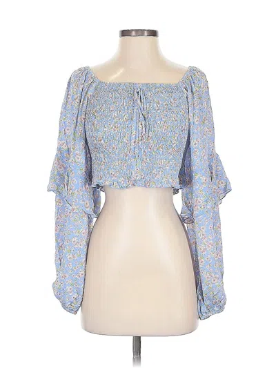 Pre-owned Lulus 3/4 Sleeve Blouse In Blue