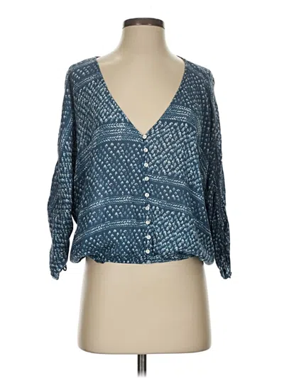 Pre-owned Lulus 3/4 Sleeve Blouse In Blue