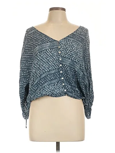 Pre-owned Lulus 3/4 Sleeve Blouse In Blue