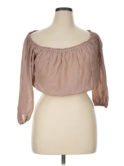 Pre-owned Lulus 3/4 Sleeve Blouse In Brown