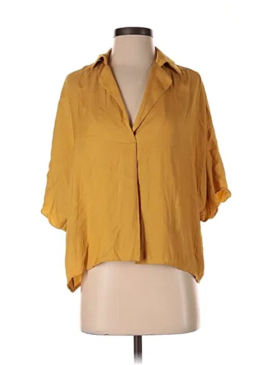 Pre-owned Lulus 3/4 Sleeve Blouse In Gold