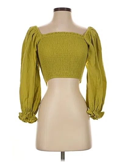 Pre-owned Lulus 3/4 Sleeve Blouse In Green