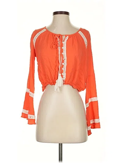 Pre-owned Lulus 3/4 Sleeve Blouse In Orange