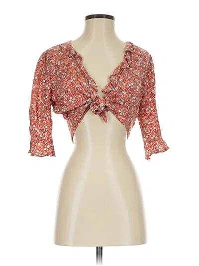 Pre-owned Lulus 3/4 Sleeve Blouse In Orange