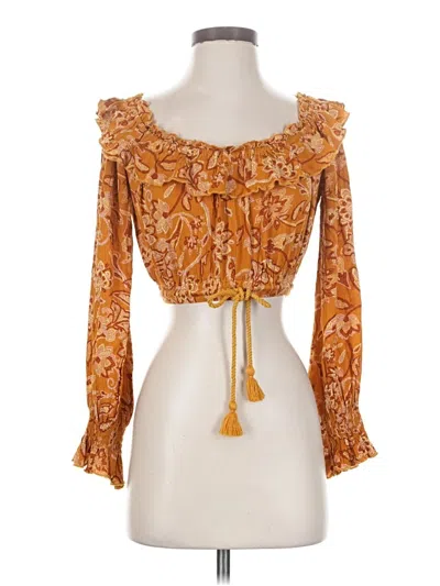 Pre-owned Lulus 3/4 Sleeve Blouse In Orange