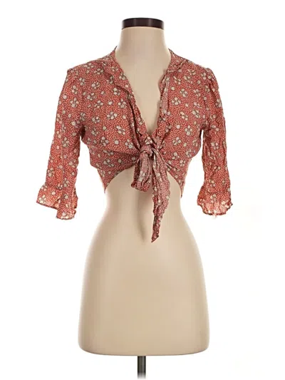 Pre-owned Lulus 3/4 Sleeve Blouse In Orange