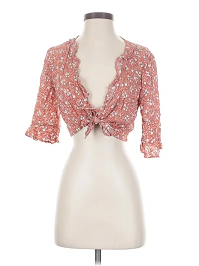 Pre-owned Lulus 3/4 Sleeve Blouse In Pink