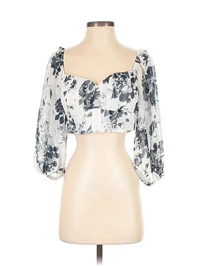 Pre-owned Lulus 3/4 Sleeve Blouse In Silver
