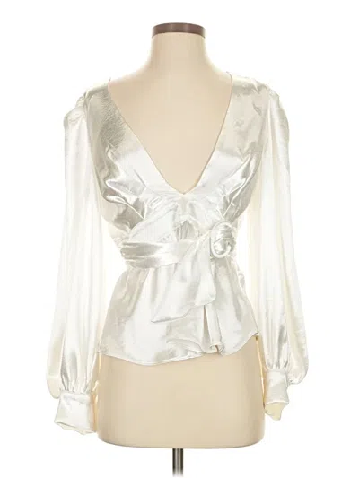 Pre-owned Lulus 3/4 Sleeve Blouse In Silver