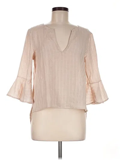 Pre-owned Lulus 3/4 Sleeve Blouse In Tan