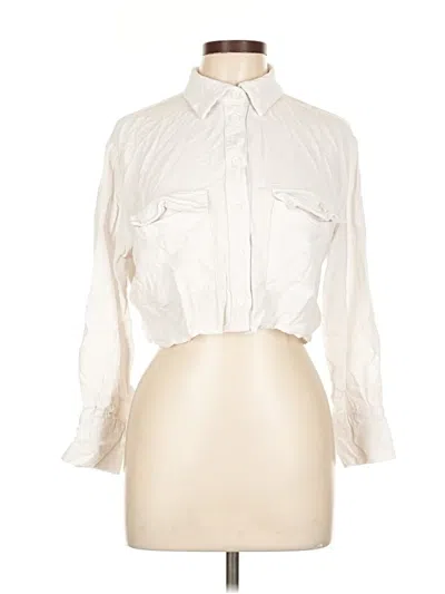 Pre-owned Lulus 3/4 Sleeve Blouse In White