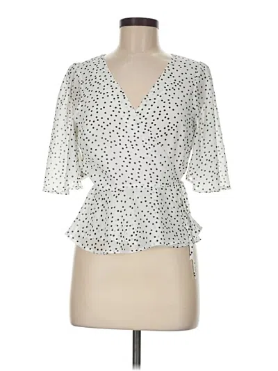 Pre-owned Lulus 3/4 Sleeve Blouse In White