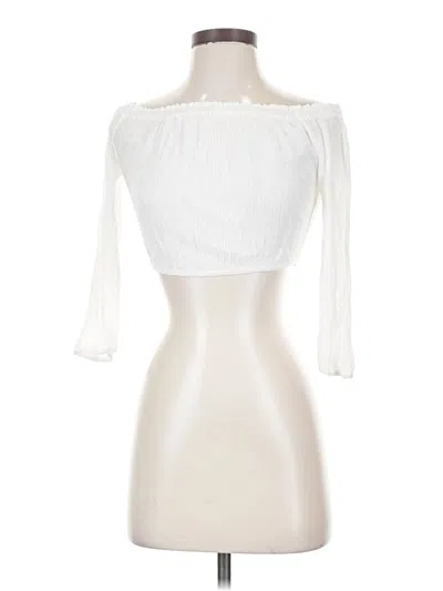 Pre-owned Lulus 3/4 Sleeve Blouse In White