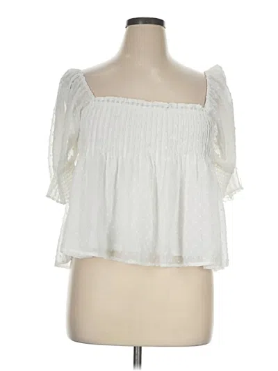 Pre-owned Lulus 3/4 Sleeve Blouse In White
