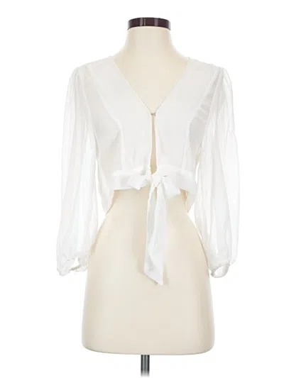 Pre-owned Lulus 3/4 Sleeve Blouse In White