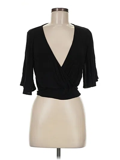 Pre-owned Lulus 3/4 Sleeve Top Black Plunge Neckline Tops