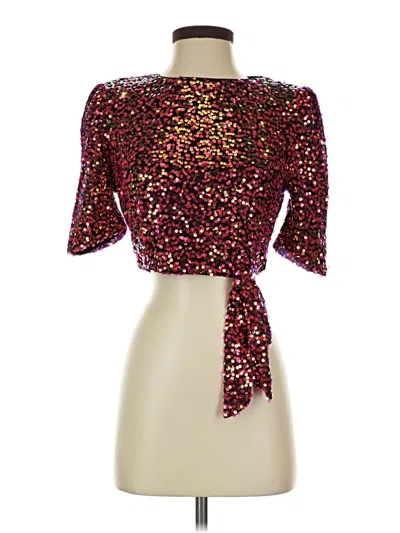 Pre-owned Lulus 3/4 Sleeve Top Gold Tie Neck Tops