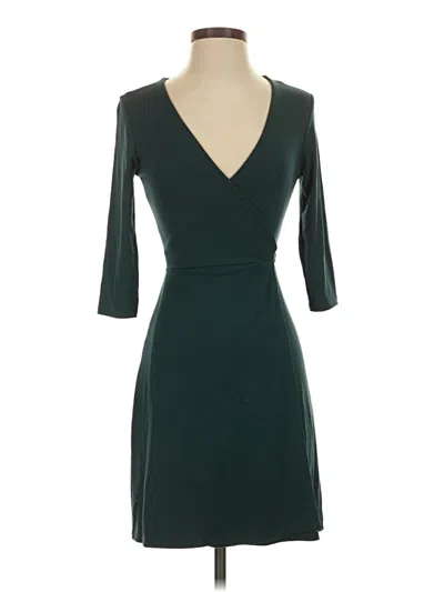 Pre-owned Lulus 3/4 Sleeve Top Green Plunge Neckline Tops