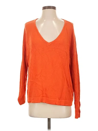 Pre-owned Lulus 3/4 Sleeve Top Orange V-neck Tops