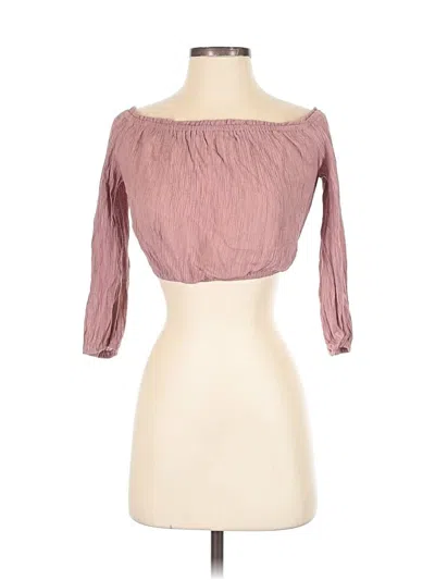 Pre-owned Lulus 3/4 Sleeve Top Pink Strapless Neckline Tops