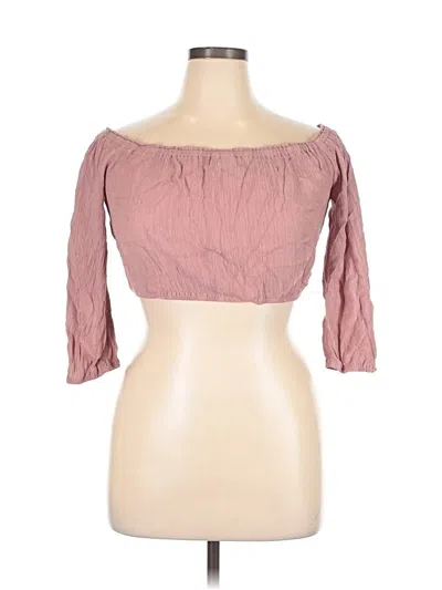 Pre-owned Lulus 3/4 Sleeve Top Pink Sweetheart Neckline Tops