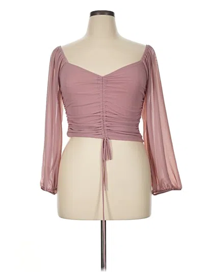 Pre-owned Lulus 3/4 Sleeve Top Pink Sweetheart Neckline Tops