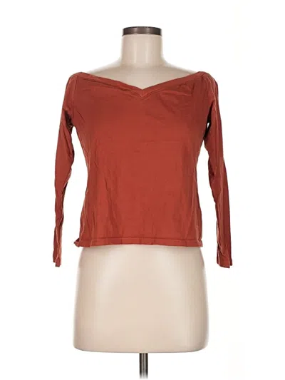 Pre-owned Lulus 3/4 Sleeve T-shirt In Brown
