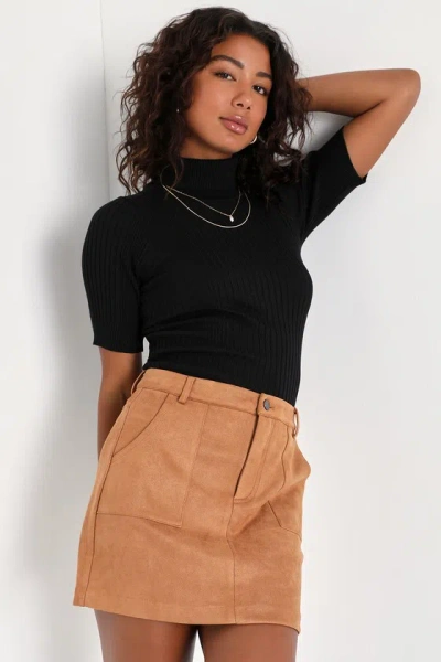 Lulus A Dose Of Charm Light Brown Suede High-waisted Mini Skirt