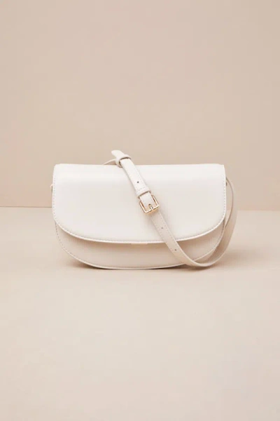Lulus Abelina Ivory Half Circle Shoulder Bag In Neutral
